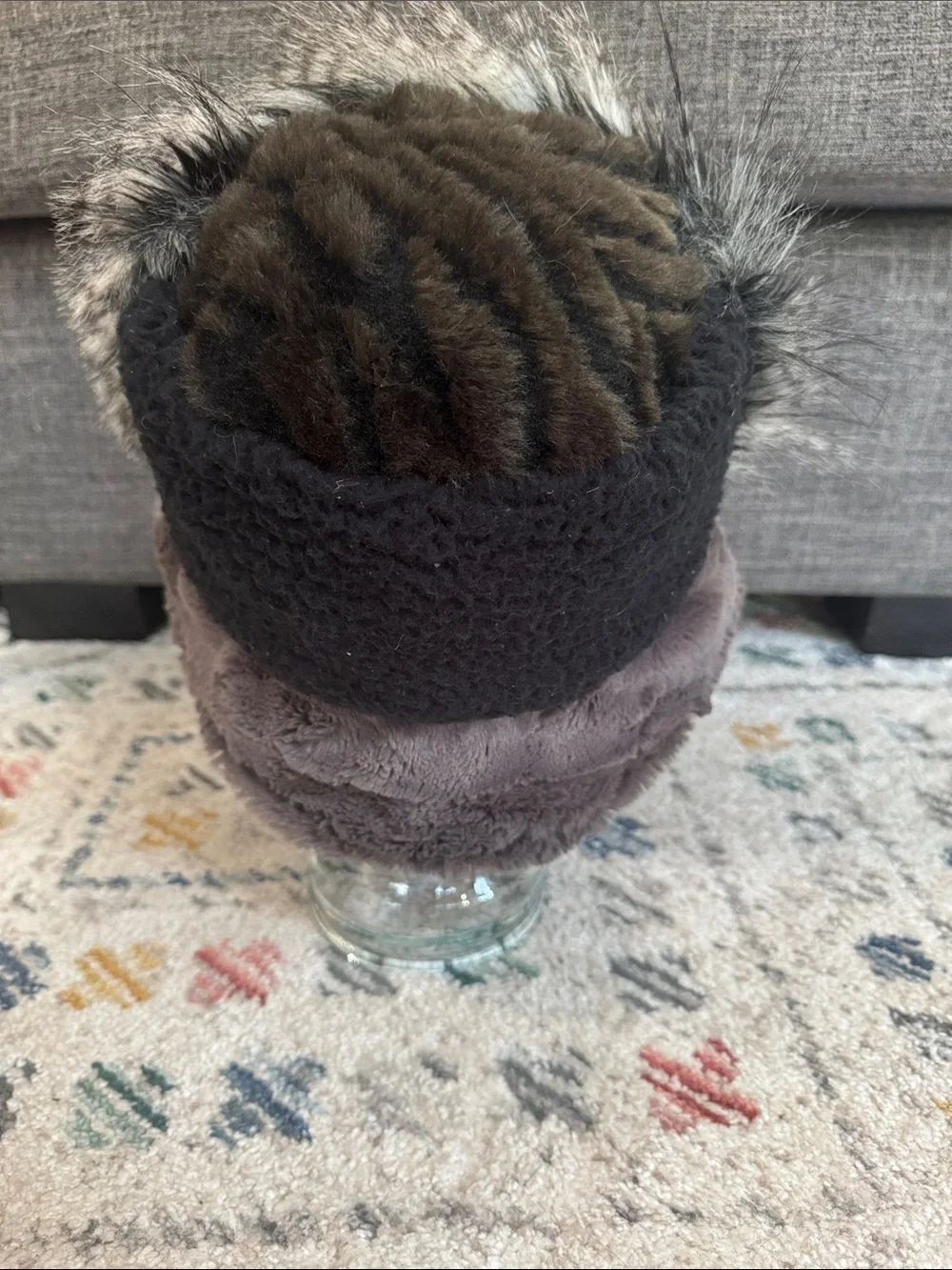 Zero Waste Daniel x ThredUp Faux Fur Bucket Hat Gray Black Winter Hat